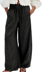 SeeLuNa Linen Pants for Women Cotton Baggy Boho Casual Palazzo Pants Wide Leg Long Lounge Trousers with Pockets