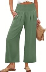 ANRABESS Womens Wide Leg Palazzo Pants with Pockets | Lightweight Breathable High Waisted Pants, Beach Vacation Flowy, Lounge & Casual Summer Trousers