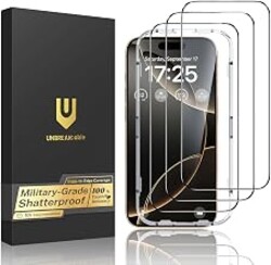 UNBREAKcable for iPhone 16 Pro Screen Protector, 3-Pack Full Coverage Tempered Glass [Military Grade Shatterproof] [9H Hardness] [Easy Installation Frame] [Bubble Free] for iPhone 16 Pro 6.3"