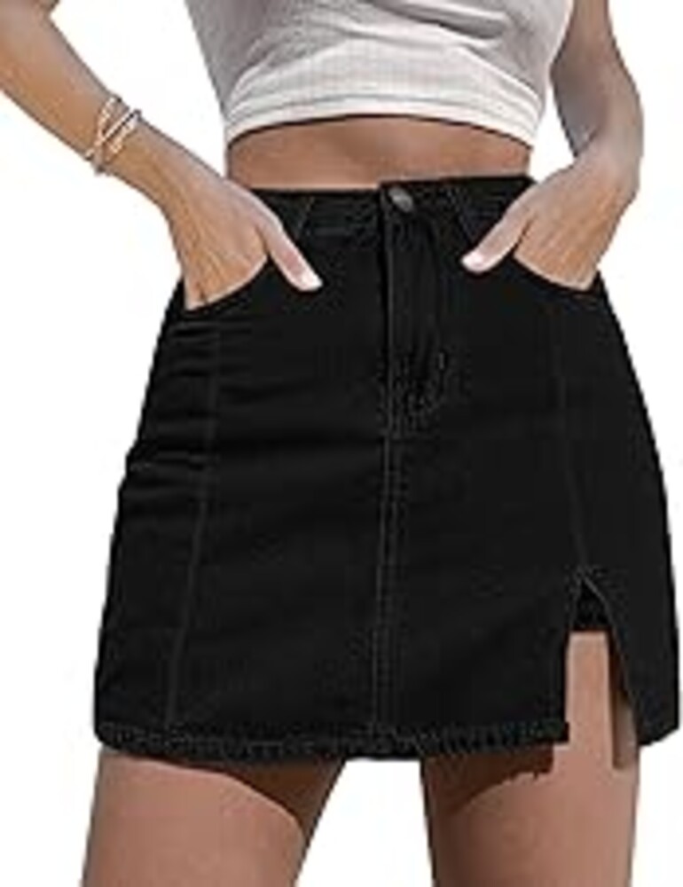 luvamia Jean Skort Women High Waisted Stretchy Denim Mini Skirt Side Slit | Jean Skirt with Shorts Underneath, Trendy, Stretch, Cute, Y2k, Denim Skorts, Jean Shorts, Country Concert Outfits for Women