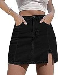 luvamia Jean Skort Women High Waisted Stretchy Denim Mini Skirt Side Slit | Jean Skirt with Shorts Underneath, Trendy, Stretch, Cute, Y2k, Denim Skorts, Jean Shorts, Country Concert Outfits for Women