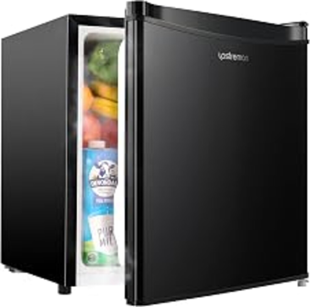 Upstreman 1.7 Cu.ft Mini Fridge with Freezer, Black-FR17 | Dorm Essentials, Adjustable Thermostat, Energy Saving, Low Noise, Compact Refrigerator for Dorm, Office, Bedroom
