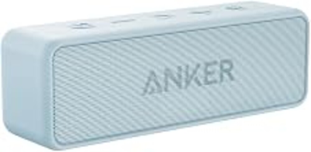 Anker soundcore 2 Portable Bluetooth Speaker, Stereo Sound, IPX7 | BassUp, 24H Playtime, Bluetooth 5, Wireless Speaker for Home, Outdoors, Travel-Baby Blue