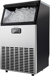 EUHOMY Commercial Ice Maker Machine, 100lbs/24H Stainless Steel Under Counter ice Machine with 33lbs Ice Storage Capacity, Freestanding Ice Maker.