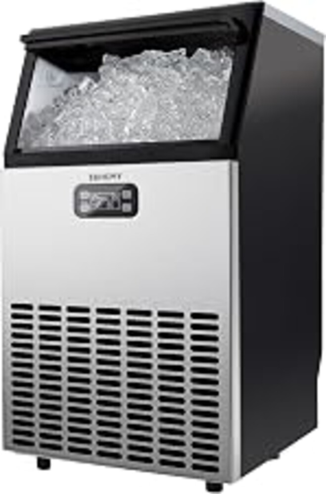 EUHOMY Commercial Ice Maker Machine, 100lbs/24H Stainless Steel Under Counter ice Machine with 33lbs Ice Storage Capacity, Freestanding Ice Maker.