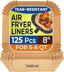 125Pcs 8 Inch Square Air Fryer Liners Disposable for 5-8QT, Parchment Paper | Non-Stick, Unbleached Food Grade, Waterproof Oilproof Baking Airfryer Sheets Papers for Oven, Microwave, Baking, Roasting