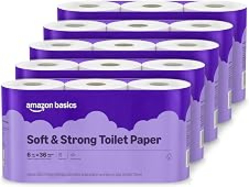 Amazon Basics Soft and Strong 2-Ply Toilet Paper, 30 Ultra Rolls = 120 Regular Rolls, Unscented, 340 Sheet (5 Packs of 6), Packaging May Vary
