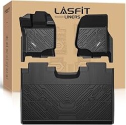 LASFIT Floor Mats for Ford F-150 2015-2026 SuperCrew, w/o Fold Flat Storage | F150 Lightning 2022-2025 SuperCrew Carpet Floor, All Weather TPE Protector Easy Clean Anti-Slip Truck Floor Liners