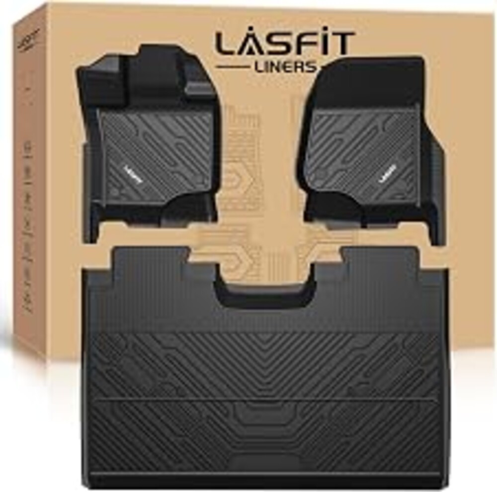 LASFIT Floor Mats for Ford F-150 2015-2026 SuperCrew, w/o Fold Flat Storage | F150 Lightning 2022-2025 SuperCrew Carpet Floor, All Weather TPE Protector Easy Clean Anti-Slip Truck Floor Liners