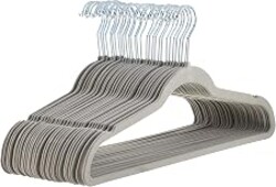 Amazon Basics Slim Velvet Non-Slip Space Saving Suit Clothes Hangers, Sturdy Metal, Gray/Silver, 30-Pack