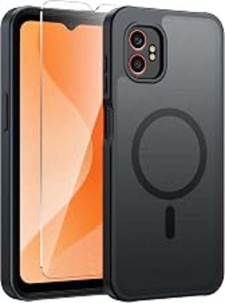 FNTCASE for Samsung Galaxy XCover7/6 Pro Case, Fit for Magsafe, Black | Screen Protector, Translucent Matte Magnetic Back, 14FT Military Grade Drop Protection, Shockproof Protective Phone Cover