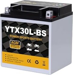 Daakmax YTX30L-BS Motorcycle Battery 12V 30Ah 400CCA, Maintenance Free Sealed AGM Powersport Battery, Replacement for ATV UTV Harley, YTX30L-BS / ETX30LA / YIX30L