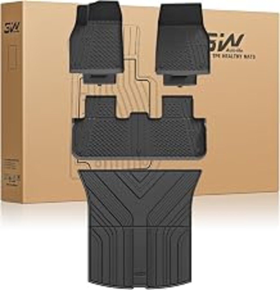 3W Tesla Model Y Juniper Floor Mats 5PCS (Not for Standard) Lumedge TPE | Rear Cargo Liner, Custom Fit 2025 2026 Model Y Accessories, TPE All Weather Non-Slip, Black, Over 10 Years Lifespan