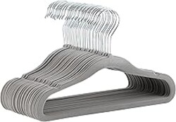 Amazon Basics Kids Velvet Non-Slip Space Saving Clothes Hangers with Shoulder Notches, Sturdy Closet Organizer for Baby/Toddler, 11.6", Gray, 30-Pack