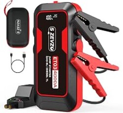 S ZEVZO ET03 Car Jump Starter 4000A Jump Starter Battery Pack for Up to 8.0L Gas and 7.0L Diesel Engines, 74Wh Portable 12V Jump Box with USB Ports, LCD Display, Storage Case, and LED Light
