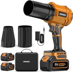 FAOGO Cordless Leaf Blower with 2 Batteries & Charger - 990,000 RPM Electric Handheld Blower, Lightweight for Lawn, Yard, Patio, Garden Care - Orange