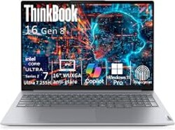 Lenovo ThinkBook 16 Gen 8 Laptop, Intel Core Ultra 7, 32GB DDR5, 1TB SSD | 16" laptop, fingerprint security, Win 11 Pro, DDR5 memory, SSD storage, ideal for business professionals