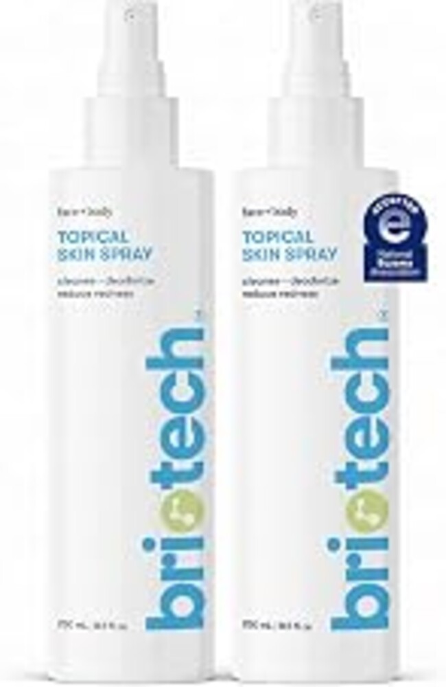 BRIOTECH Topical Skin Spray, Hypochlorous Acid Spray for Sensitive Skin, HOCl Facial Mist, Full Body Support Against Irritation, Calm Redness, Soothe Foot & Scalp, 8.5 oz (2 Pack)