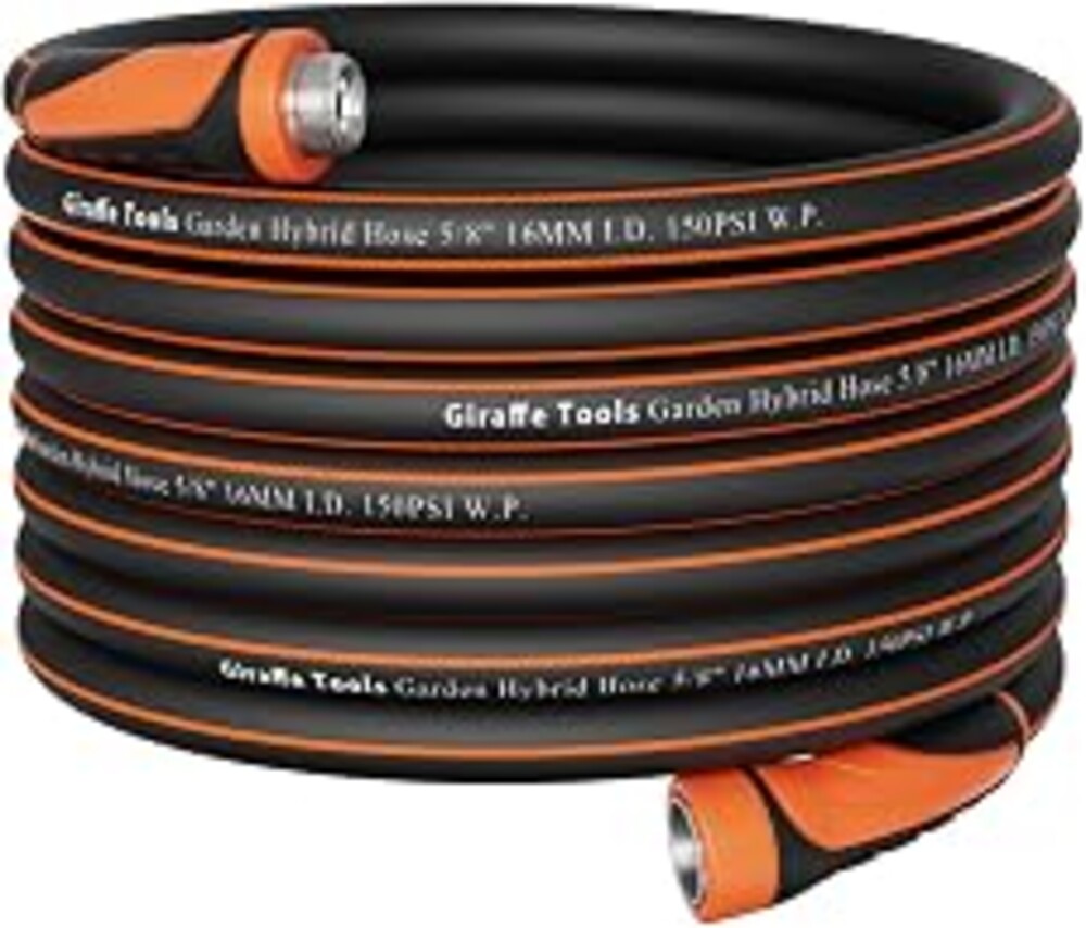 Giraffe Tools Garden Hose 5/8", 100ft Water Hose Heavy Duty | Flexible, Lightweight Hybrid Hose with Swivel Handle, 100ft Male to Female Fittings, Burst 600 PSI