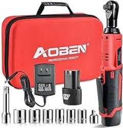 AOBEN 3/8" 12V Power Electric Ratchet Wrench Set with 1 2000mAh Lithium-Ion Battery And Charger