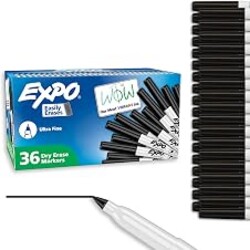 EXPO Dry Erase Markers, Low Odor Ink, Black, Ultra Fine Tip, 36 Count
