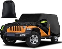 Waterproof Car Cover for Jeep Wrangler 2 Door 1987-2025 JK JL CJ YJ TJ Outdoor Sun Rain Snow Hail Protection with Driver Door Zipper | Outdoor Sun Rain Snow Hail Protection with Driver Door Zipper