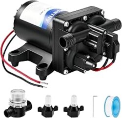 ECO-WORTHY 12V RV Water Pump, 3.5 GPM, 55 PSI, Self Priming Water Pump with Pressure Switch, 4-Chamber Fresh Water Pump for Boat Marine Camper Truck Shower Sprayer