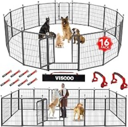 VISCOO Dog Playpen Outdoor, 16 Panels 40" High Metal Dog Fence with Gate | Pet Fence for Large/Medium/Small Dogs, Portable Dog Fence for RV Camping, Yard