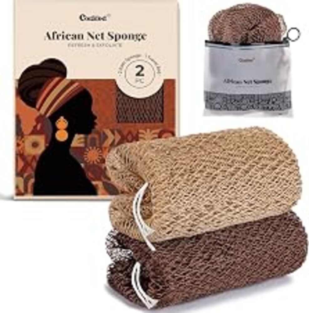 CORATED African Net Sponge Authentic, Shower Loofah Exfoliating Bath Sponge | Body Scrubber for Women and Men Daily Use Body Care, Travel Portable Bath Accessories Gifts for Women