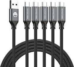 USB to USB C Cable 3FT 5 Pack, Type C Fast Charger Cord | 3A braided USB A to C charging cords for iPhone 17 16 15, car, office, Samsung Galaxy, LG and Type C devices.(Grey)