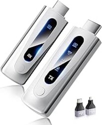 Wireless HDMI Transmitter and Receiver 328FT/100M, 4K Decode 1080P@60Hz Ultra HD Video Output, LED Display, Plug&Play 5G+2.4G for Audio to Monitor from PC/Projector/TV Box (Silver)