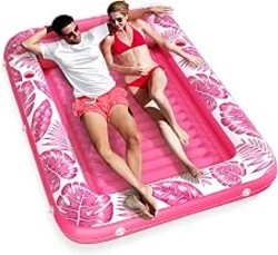 Inflatable Tanning Pool Lounger Float - Jasonwell 4 in 1 Sun Tan Tub Sunbathing Pool Lounge Raft Floatie Toys Water Filled Tanning Bed Mat Pad for Adult Blow Up Kiddie Pools Kids Ball Pit (Rose,XL)