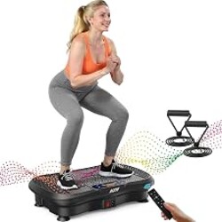 AXV Vibration Plate Exercise Machine Fitness Platform Body Vibrating Board | Curved Design 200W Powerful Oscillating 120 Level Shake Plate for Lymphatic Drainage Recovery Whole Body Toning With Handles