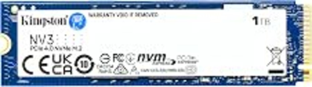 Kingston NV3 1TB M.2 2280 NVMe SSD | PCIe 4.0 Gen 4x4 | Up to 6000 MB/s | SNV3S/1000G | Gen 4x4 NVMe SSD with 6,000MB/s read speeds and 4TB capacity for laptops, consoles and PCs