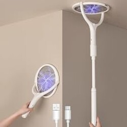 GeckoMan Electric Fly Swatter Electric Fly Zapper Bug Zapper Racket | Telescopic Extension, Rotating Head, Rechargeable, Usb-C Charging, Fly Swatter For Indoors, Mosquito, Flies Killer
