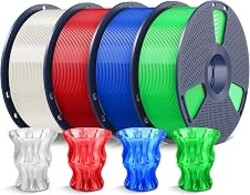 SUNLU PLA 3D Printer Filament, Clear Multicolor, 4-Pack, 4KG Total