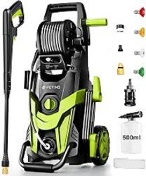 Pressure Washer, 4500PSI Power Washer with Inlet Hose & Filter, 4 Quick Connect Nozzles 1 Foam Cannon, High Cleaning Machine for Cars/Fences/Driveways/Patios/Home, Yellow