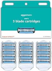 Amazon Basics 3-Blade Razor Refills for Men with Dual Lubrication, 12 Cartridges (Fits Amazon Basics Razor Handles only) (Previously Solimo)