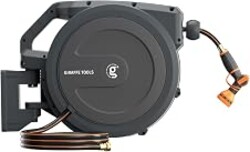 Giraffe Tools Garden Retractable Hose Reel 1/2"100FT Wall Mount Auto Rewind | Any Length Lock,Auto Rewind System,180° Swivel Bracket,Heavy Duty Hybrid Hose,Easy to Assemble,7 Spray Patterns