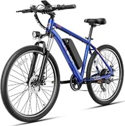 Jasion EB5 Electric Bike for Adults 26" tire with 1000W Peak Motor,Removable Battery Commuting Electric Mountain Bike,Up to 40Miles,7-Speed and Front Fork Suspension Ebike