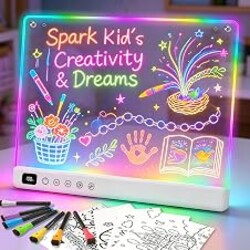 Lumiboard Led Drawing Board with 13 Light Effects, 16" Rechargeable Glow Doodle LED Note Board with Colors, Neon Light Up Drawing Tablet Gifts for Kids for Easter Birthday Christmas Gift Ideas