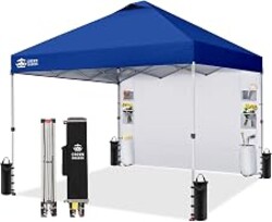 CROWN SHADES Canopy Tent 10x10 Pop Up Canopy with Side Pockets, Navy Blue | Pop Up Tent Shelter with One Person Set Up Center Lock, Portable Instant Camping Beach Canopy Tents
