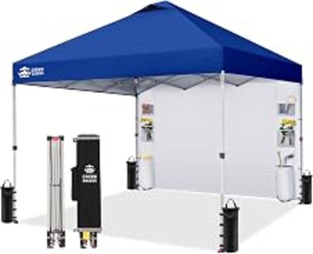 CROWN SHADES Canopy Tent 10x10 Pop Up Canopy with Side Pockets, Navy Blue | Pop Up Tent Shelter with One Person Set Up Center Lock, Portable Instant Camping Beach Canopy Tents