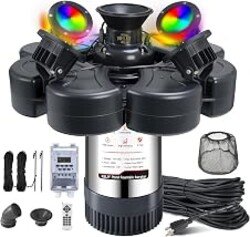 RELIY Pond Fountain Aerator, With 4 RGB Lights 1HP 110V 15000 GPH Stainless Steel Fountain Pump, Fully Automatic Powerful Lake Floating Fountain, 100 FT Power Cord, Programmable Timer Switch