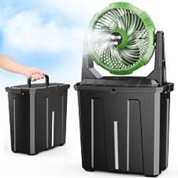 Ausic Portable Misting Fan, 9L 10-inch Outdoor Mist Fans for Outside Patios Cooling, 20000mAh Rechargeable Battery Fan with Water Box, 3 Strong Winds, 3 Spray Mister, Camping/Beach Summer Essentials