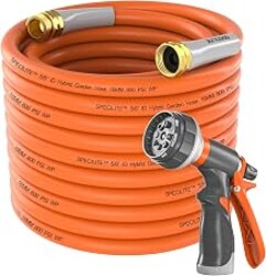 SPECILITE Garden Water Hose 50 ft x 5/8" for yard, Heavy Duty & Flexible | Lightweight, Kink-less, Hybrid Rubber Pipe, 600 PSI Burst, 3/4" Solid Brass Fittings, for Outdoor, Garden, Lawn & Backyard