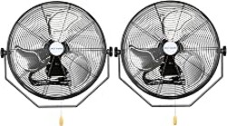 BILT HARD 18 inch Industrial Wall Fan, 4300 CFM, 3-Speeds High Velocity Wall Mount Fan with Sealed Motor, Heavy Duty Metal Barn Fans, 2 Pack