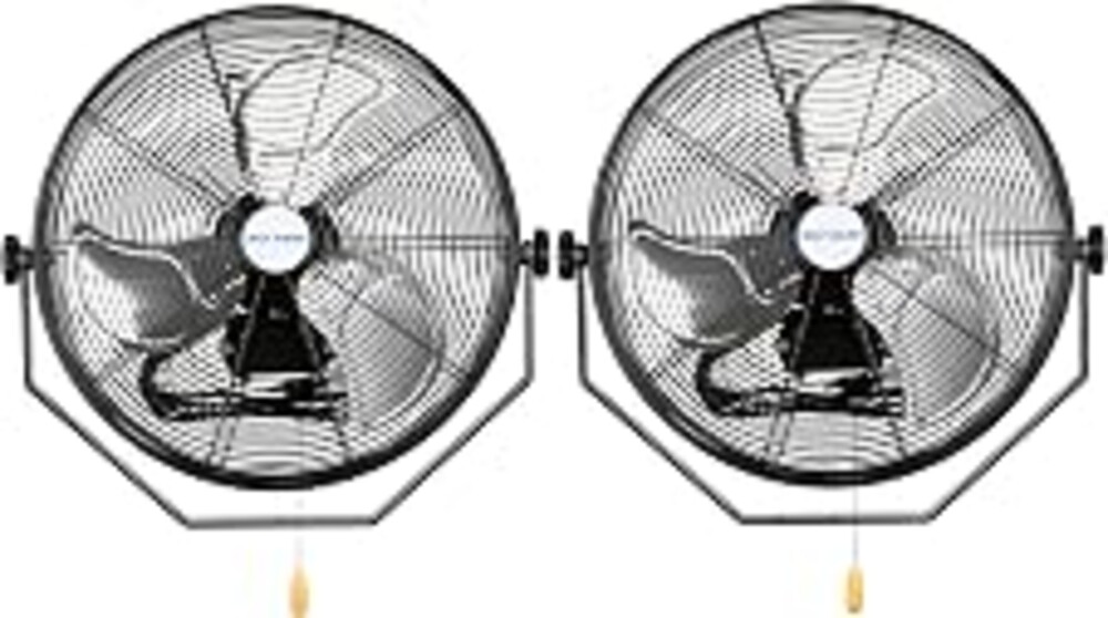 BILT HARD 18 inch Industrial Wall Fan, 4300 CFM, 3-Speeds High Velocity Wall Mount Fan with Sealed Motor, Heavy Duty Metal Barn Fans, 2 Pack