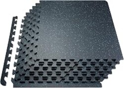 VEVOR 0.56Inch 24sq.ft 6 Tiles Gym Flooring for Home Gym, Rubber Top with High Density EVA Foam, 25 x 25In Gym Floor Exercise Equipment Mats, Interlocking Gym Mats, Puzzle Workout Mats, Black & Blue | Rubber Top with High Density EVA Foam, 25 x 25in Floor Exercise Equipment Mats, Interlocking, Lightweight, for Puzzle Workout