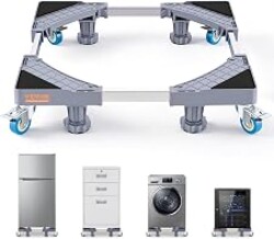 VEVOR Mini Fridge Stand, 16’’-25'' Adjustable Dolly Washing Machine Stand Base with 4 Strong Feet, 4 Locking Swivel Wheels, Furniture Mover Mobile Base for Washing Machine, Washer and Dryer